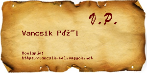 Vancsik Pál névjegykártya